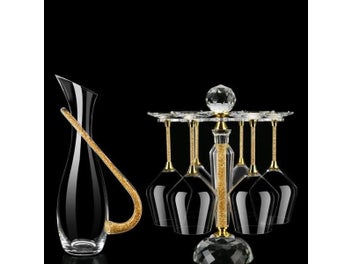 Listing 3 of 8 for Nordic Light Luxury Gold Foil Crystal Glass Goblet And Decanter Set Family