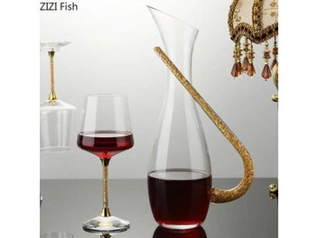 Listing 4 of 8 for Nordic Light Luxury Gold Foil Crystal Glass Goblet And Decanter Set Family