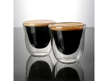 Listing 2 of 3 for Double Wall Glass Cup Transparent Clear Heat Resistant Tea Drink Cups Mini
