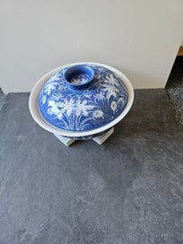 Listing 5 of 8 for Blue & White Porcelain Lidded Noodle/ Rice Serving Bowl with Floral Motif. Thai.