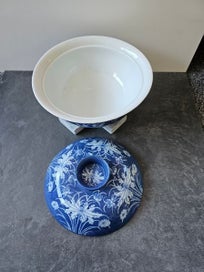 Listing 6 of 8 for Blue & White Porcelain Lidded Noodle/ Rice Serving Bowl with Floral Motif. Thai.