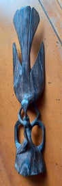 Listing 4 of 6 for 2 Wood Carvings - Turtle and a Mother Bird feeding her Baby bird.