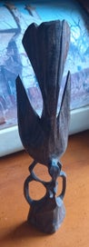 Listing 6 of 6 for 2 Wood Carvings - Turtle and a Mother Bird feeding her Baby bird.