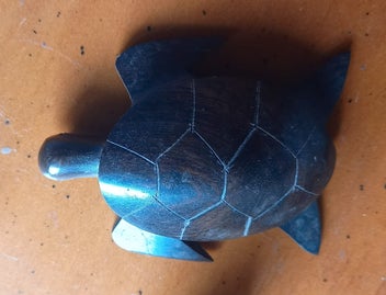 Listing 2 of 6 for 2 Wood Carvings - Turtle and a Mother Bird feeding her Baby bird.