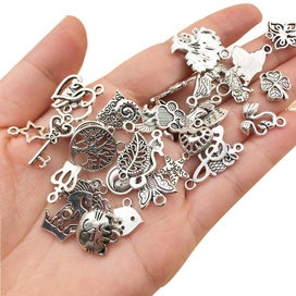 Listing 4 of 4 for Veile Studios 100Pcs Tibetan Silver Mixed Charms - Diy Jewelry Crafting Pendants