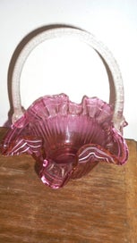 Listing 6 of 6 for GORGEOUS CRANBERRY GLASS BASKET