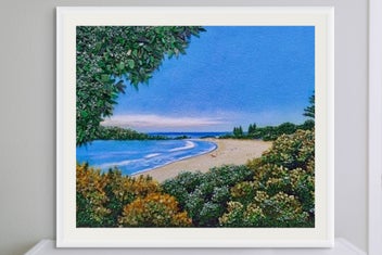 Listing 1 of 1 for Mount Maunganui Beach Painted with Precious & Semi-Precious Natural Gemstones