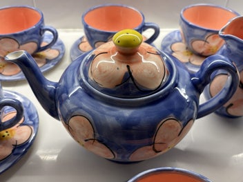 Listing 3 of 7 for Stunning Christine Harris (NZ) Tea Set in Floral Cobalt & Violet