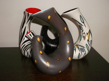 Listing 2 of 20 for Beswick Chocolate Turquoise twin twist neck 1950s Retro vase