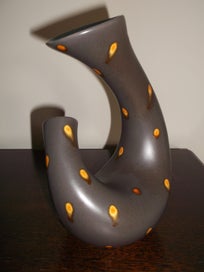 Listing 5 of 20 for Beswick Chocolate Turquoise twin twist neck 1950s Retro vase