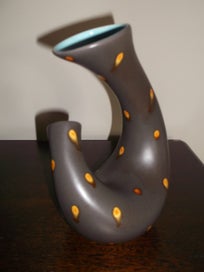 Listing 6 of 20 for Beswick Chocolate Turquoise twin twist neck 1950s Retro vase