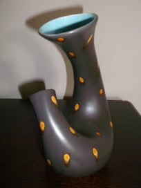 Listing 7 of 20 for Beswick Chocolate Turquoise twin twist neck 1950s Retro vase