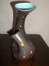Listing 8 of 20 for Beswick Chocolate Turquoise twin twist neck 1950s Retro vase