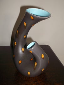 Listing 9 of 20 for Beswick Chocolate Turquoise twin twist neck 1950s Retro vase