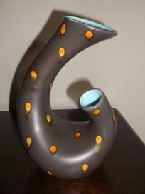Listing 10 of 20 for Beswick Chocolate Turquoise twin twist neck 1950s Retro vase