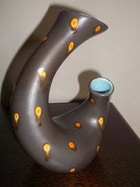 Listing 11 of 20 for Beswick Chocolate Turquoise twin twist neck 1950s Retro vase