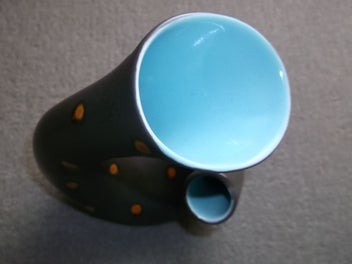 Listing 19 of 20 for Beswick Chocolate Turquoise twin twist neck 1950s Retro vase