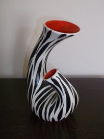 Listing 3 of 18 for Beswick Zebra Red twin twist neck 1950s Retro vase