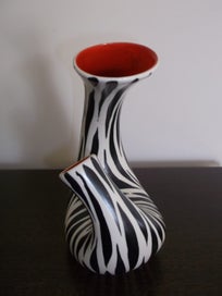 Listing 4 of 18 for Beswick Zebra Red twin twist neck 1950s Retro vase