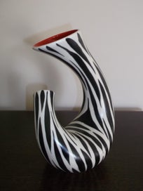 Listing 5 of 18 for Beswick Zebra Red twin twist neck 1950s Retro vase