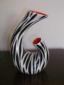 Listing 10 of 18 for Beswick Zebra Red twin twist neck 1950s Retro vase