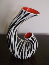 Listing 11 of 18 for Beswick Zebra Red twin twist neck 1950s Retro vase