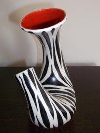 Listing 14 of 18 for Beswick Zebra Red twin twist neck 1950s Retro vase