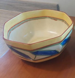 Listing 2 of 3 for Clarice Cliff Bizarre - Octagonal bowl, geometric pattern, c.1930s