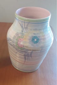 Listing 2 of 3 for Clarice Cliff Bizarre - Vase, pastel banded pattern, c.1930s