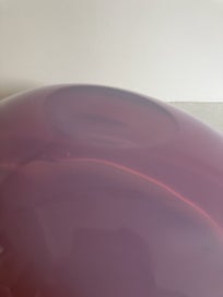 Listing 6 of 11 for Stunning large mid-century Murano bowl opalescent exterior & cranberry interior