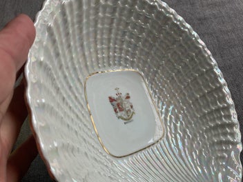 Listing 3 of 8 for Vintage pearlised Shell Shaped Crested Ware bowl Iridescent- Ramsgate