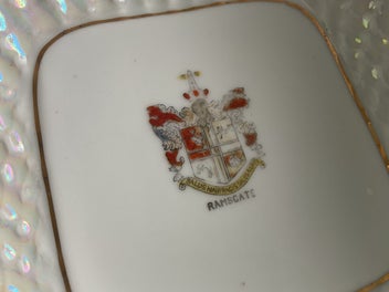 Listing 4 of 8 for Vintage pearlised Shell Shaped Crested Ware bowl Iridescent- Ramsgate