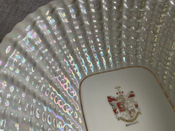 Listing 5 of 8 for Vintage pearlised Shell Shaped Crested Ware bowl Iridescent- Ramsgate