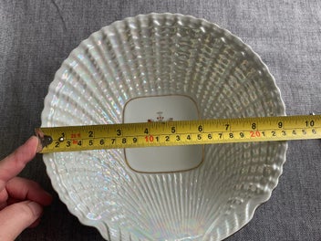Listing 8 of 8 for Vintage pearlised Shell Shaped Crested Ware bowl Iridescent- Ramsgate