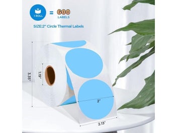 Listing 6 of 10 for 2 Inch Circle Self-Adhesive Thermal Labels 600 Labels/Roll
