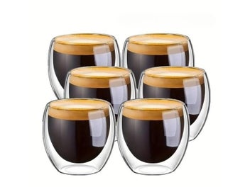 Listing 3 of 10 for Double-Wall Insulated Clear Glass Cups For Tea Coffee Latte Etc