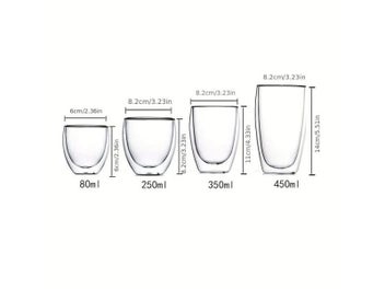 Listing 8 of 10 for Double-Wall Insulated Clear Glass Cups For Tea Coffee Latte Etc