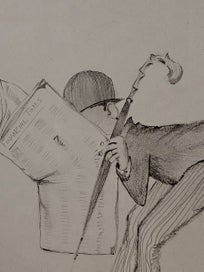 Listing 4 of 4 for Framed Pencil Carircature Drawing in the Style of Al Hirshfeld of the NY Times.