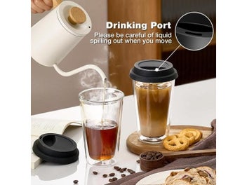 Listing 5 of 10 for 12 OZ Double Walled Insulated Reusable Glass Coffee Mugs With Lids