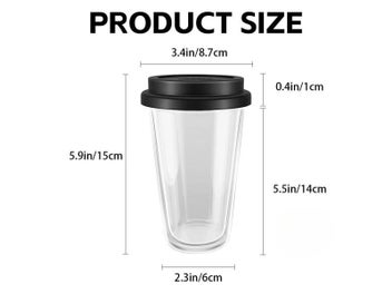 Listing 8 of 10 for 12 OZ Double Walled Insulated Reusable Glass Coffee Mugs With Lids