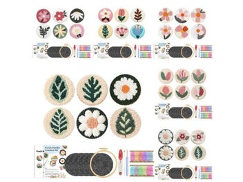 Listing 3 of 10 for 6Pcs Flower Punch Needle Embroidery Kit For Adults DIY