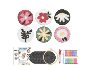 Listing 4 of 10 for 6Pcs Flower Punch Needle Embroidery Kit For Adults DIY