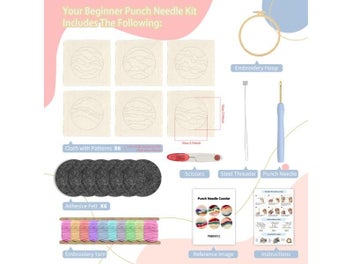 Listing 5 of 10 for 6Pcs Flower Punch Needle Embroidery Kit For Adults DIY