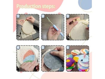 Listing 6 of 10 for 6Pcs Flower Punch Needle Embroidery Kit For Adults DIY