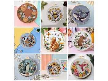 Listing 3 of 10 for DIY Embroidery Kit For Beginners With Animal Designs