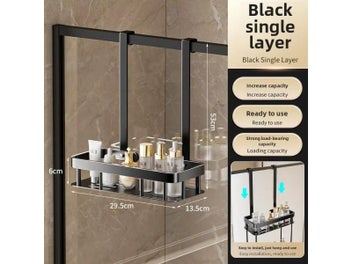 Listing 7 of 10 for Bathroom Punch Free Wall-mounted Storage Rack 1/2 Tiers