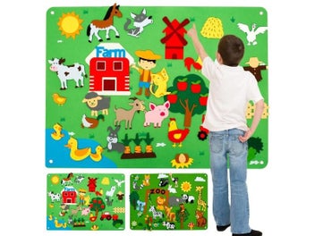 Listing 3 of 10 for 3.5Ft Children's Farm Animals Felt Story Board Set