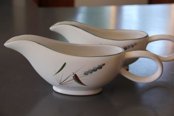 Listing 2 of 10 for Vintage Denby Greenwheat Long Shape Sauce Boat X 2
