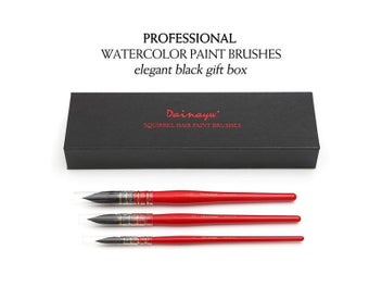 Listing 5 of 9 for 3 Round Squirrel Hair Watercolor Brush Set For Art Painting