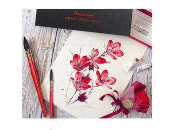 Listing 6 of 9 for 3 Round Squirrel Hair Watercolor Brush Set For Art Painting